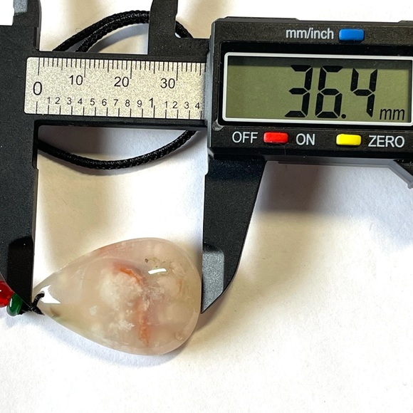 Natural Flower Agate Pendant with Cord Necklace Crystal Gemstone - Picture 12 of 13